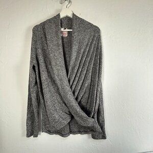 Anthropologie Akemi + Kin Women Large Gray Twisted Wrap Knit Long Sleeve Sweater